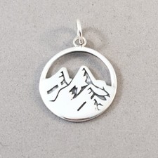 .925 Sterling Silver MOUNTAIN RANGE CHARM Volcano 925 NEW GA17