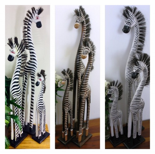 Wooden zebra statue - wooden,