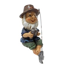 Fishing Gnome Sitter Statue
