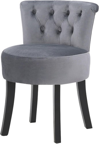 Velvet linen vanity stool - velvet/linen,