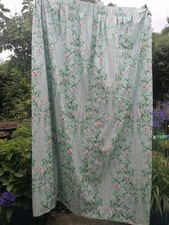 Vintage fuchsia chintz curtains duck egg blue Colefax & Fowler? each 84"dx88"w