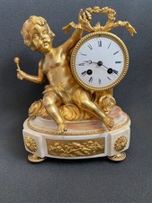Antique French Bronze and Marble Clock