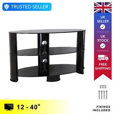 Oval Glass TV Stand Unit, Black Or Walnut Effect,  3 Size Options, Up To 60" Max