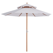 Outsunny Garden Wood Patio Parasol Sun Shade Outdoor Umbrella Canopy White