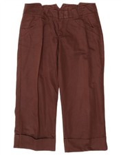 SPORTMAX Womens Straight Cropped Trousers UK 12 Medium W34 L24 Brown BU04