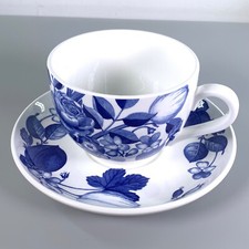 Portmeirion Harvest Blue Cup & Saucer Large Blue & White Jumbo Coffee Tea 1990's