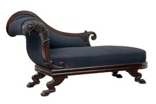 19TH CENTURY WILLIAM IV CARVED MAHOGANY CHAISE LONGUE
