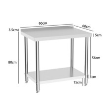 Large Commercial Catering Table Work Bench Kitchen Over Shelf Stainless Steel