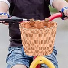 "Handwoven Rattan Bike Basket