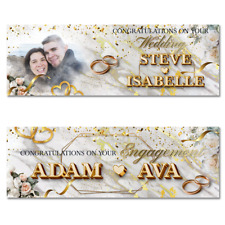 Personalised wedding engagement banner photo gold party just married decoration