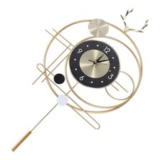 Wall Clock For Living Room Decor Geometric Large Gold Pendulum Digital Wall