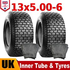 2x 13x5.00-6 Tyre / 2x Inner Tube Set Replacement Grass & Turf Tyres For Mowers