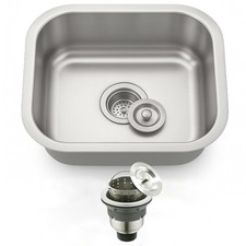 18" x 16" Undermount 18 Gauge Stainless Steel Single Bowl Kitchen & Bar Sink