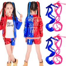 Girls Wig Hairband for Halloween Suicide Squad Harley Quinn Costume Fancy Dressc