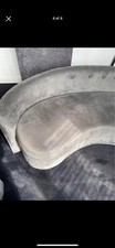 Grey Velvet Curved 3 Seater Sofa 