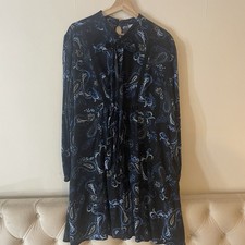 Redherring By Debenhams black and blue paisley print swing dress with bow UK18