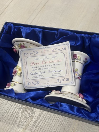 Coalport roses candlesticks - roses,