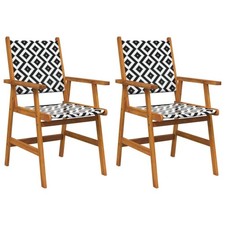 Garden Chairs Wooden Chair with Solid Acacia Wood and Polyrattan Seat Outdoor