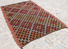 Turkish Kilim Rug 66''x101'' Hand Woven Adana Cicim Kilim 169x257cm