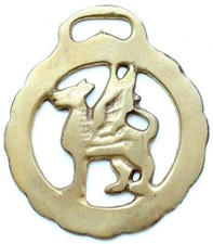 Vintage Brass Bronze Horse Saddle Harness Medallion Ornament ''SPHINX''