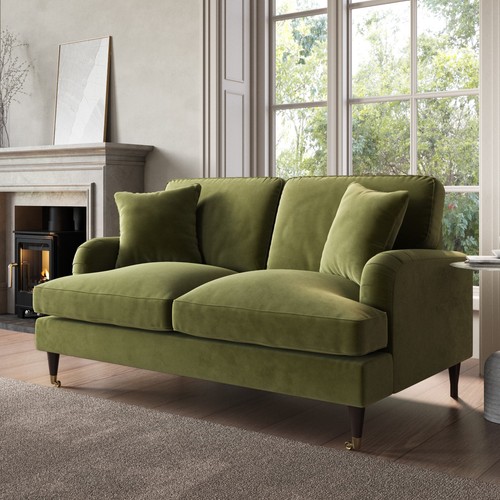 Green velvet sofa seater - green,
