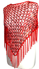 RED PARTY🌼 SEQUIN CAPE SHRUG BOLERO PONCHO TASSEL TOP🌼TO FIT SIZES 8 TO 14  **