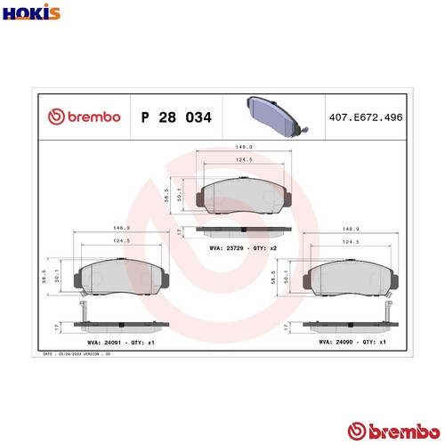 Brake pad set - pad, 28