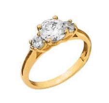 1.5CT Cubic Zirconia Shoulder Ring 18ct Gold Plated 925 Sterling Silver