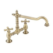Kitchen Sink Mixer Tap Crosshead Bridge Traditional Antique Brass ENKI KT116