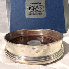 Solid Sterling Silver Champagne/ Wine Bottle Coaster BIRMINGHAM 1977 B@CO  145g