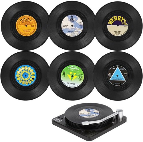 6pcs vinyl coasters for - vinyl, drinks