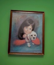 Vintage Framed Puppy Love