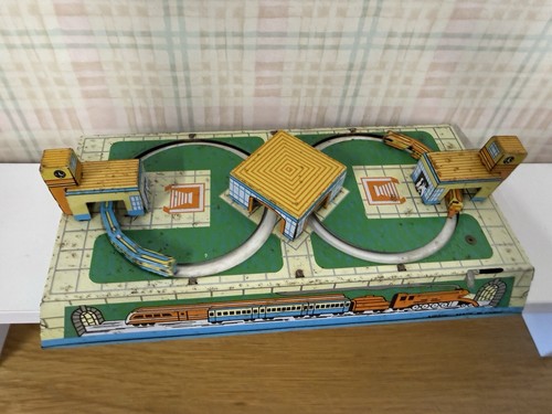 Vintage tin plate - plate, train
