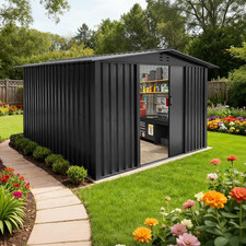 Metal Garden Shed 6X4,8X6,8X10FT Garden Shed Storage w/ Foundation Kit and Vents