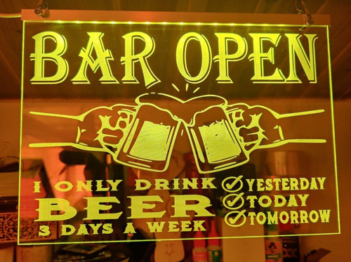 Bar open mancave - sign, pub