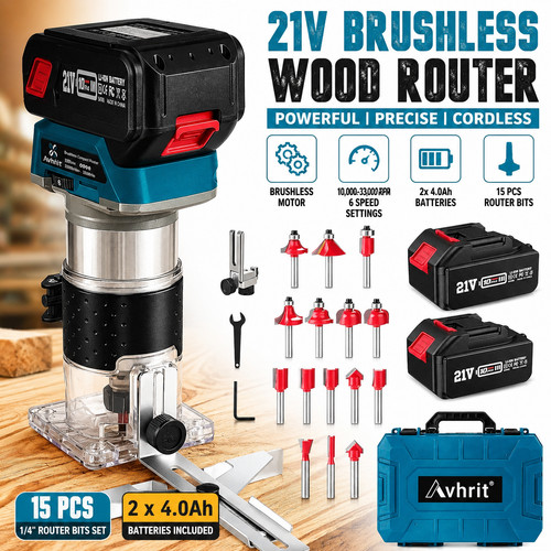 Brushless cordless wood router - wood,