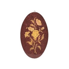 Inlaid Wood Marquetry Sorrento Italy Floral Oval Vintage Wall Hanging