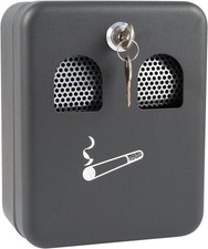 Wall Mounted Cigarette Ash Bin Lockable Steel Outdoor Ashtray Box with Key