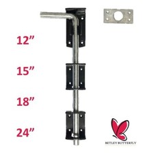 Drop Down Bolt 12" 15" 18" 24" GATE GARAGE STRONG Heavy Duty Shed Black & Zinc