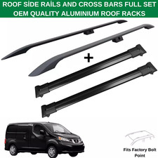 Roof Side Rails And Cross Bars Aluminium Black For Nissan NV200 2009-2021
