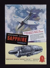Original 1953 Advert Armstrong Siddeley Sapphire Turbojet Engine RAF Aircraft