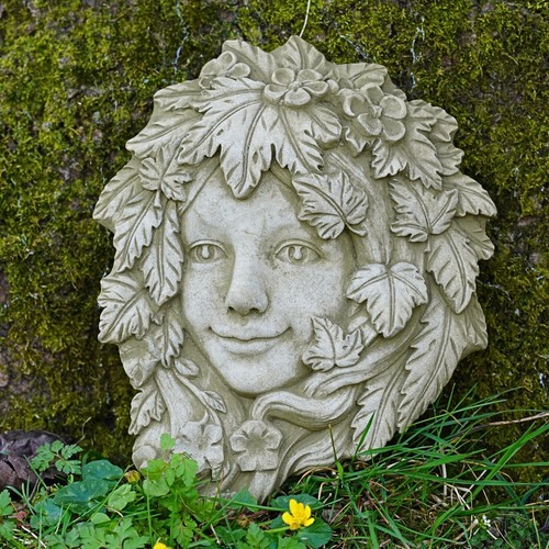 Floral greenlady stone plaque - greenlady,