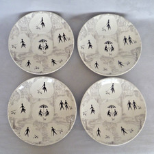 Swinnerton's Springtime 1950's Saucers x 4. Black & White, Poodle. 14.5cm. VGC