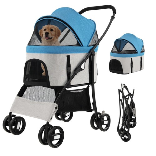 Pet stroller foldable - 3-in-1,