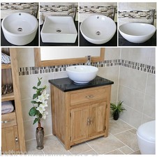 Bathroom Vanity Unit Oak Cabinet Wash Stand Black Quartz & Ceramic Basin 502