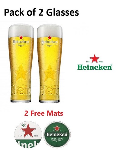 Heineken star pint glass - star, x2