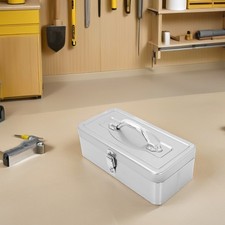 Portable Metal Toolbox Stainless Steel Organizer Box Large Tool Storage Chest