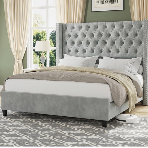 Gray velvet tufted upholstered - gray,