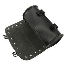 Motorcycle Front Fork PU Leather Saddlebag Roll Barrel Tool Bag Waterproof Black