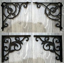 Pair Of Cast Iron Wall Brackets Shelf Rustic Vintage Victorian Antique Ornate